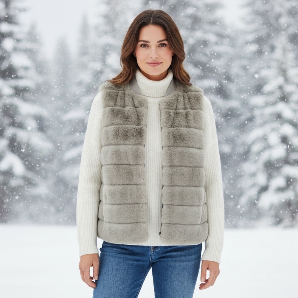 A New Day Cream Faux Fur Women's Vest